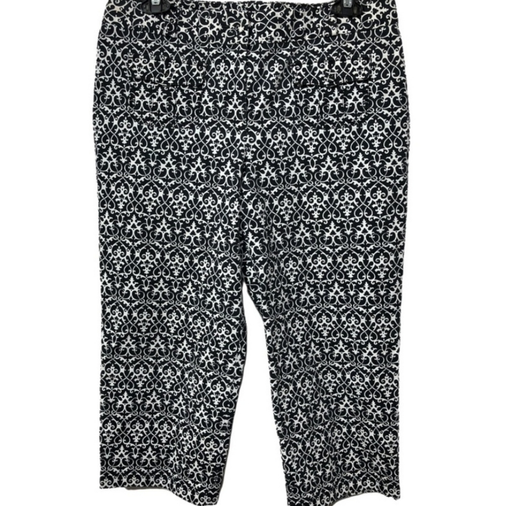 Ann Taylor Black Print Margo Crop Pants Size 10